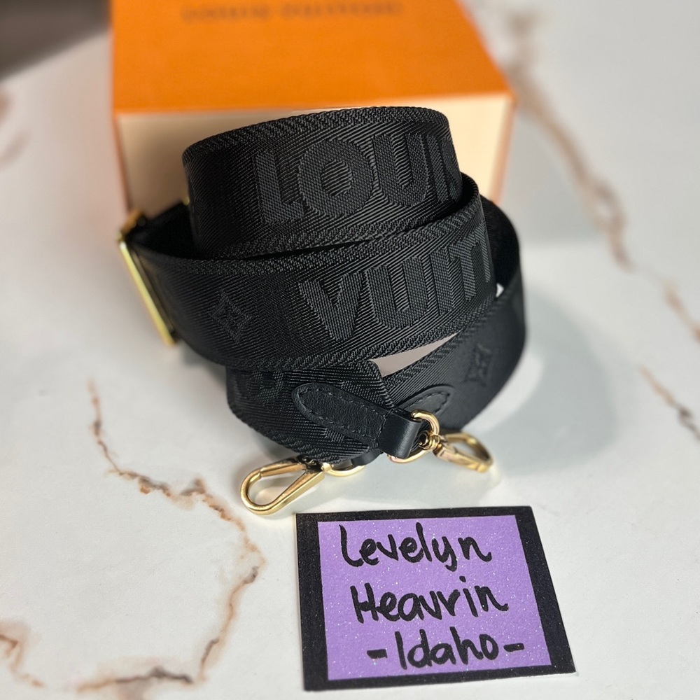 Louis Vuitton Black Strap with Gold Hardware